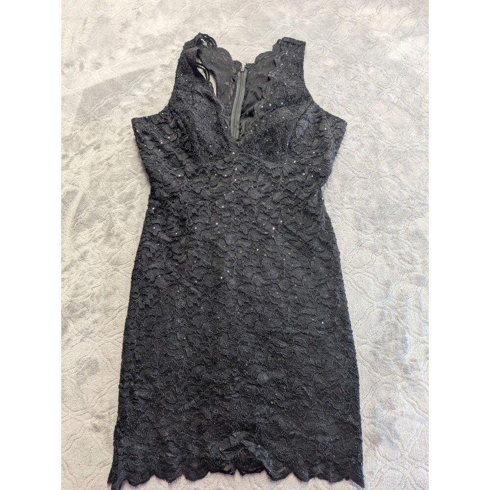 Jump Apparel Black Lace Sequin Bodycon Mini Dress Size 11/12 Goth Party